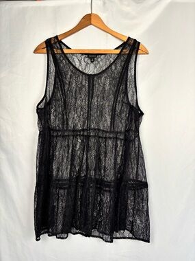 torrid Black Sheer Lace Tank Slip